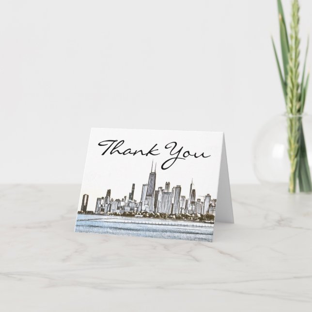 Carte de remerciements Skyline de Chicago (Devant)