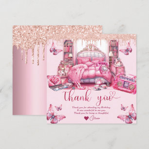 Carte De Remerciements Sleepover Fille Anniversaire Parties scintillant a