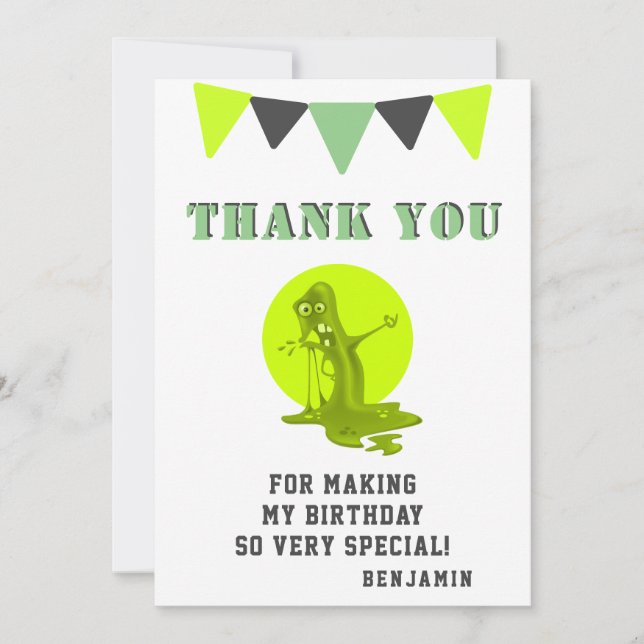 Carte De Remerciements Slime Monster Green Funny Anniversaire (Devant)