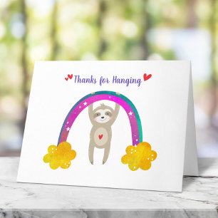 Carte De Remerciements Sloth Baby shower Genre Neutre Boho Rainbow Cute