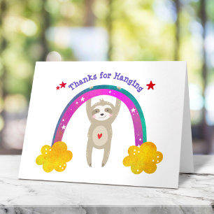 Carte De Remerciements Sloth Boho Rainbow Whimsical moderne Anniversaire 