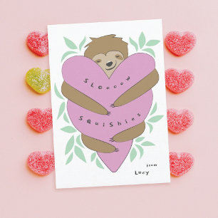 Carte De Remerciements Sloth Hugs Classroom Valentine's Day Card