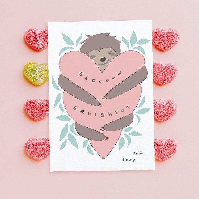 Carte De Remerciements Sloth Hugs Classroom Valentine's Day Card (Créateur téléchargé)