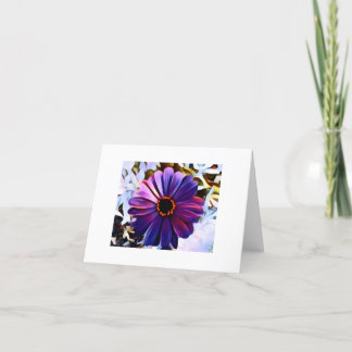 Carte De Remerciements Small, 4" x 5.6" Folded Card. Purple Flower.
