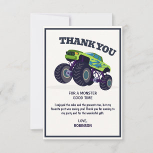 Carte De Remerciements Smash Crash - Moderne Monster Vert Camion Annivers
