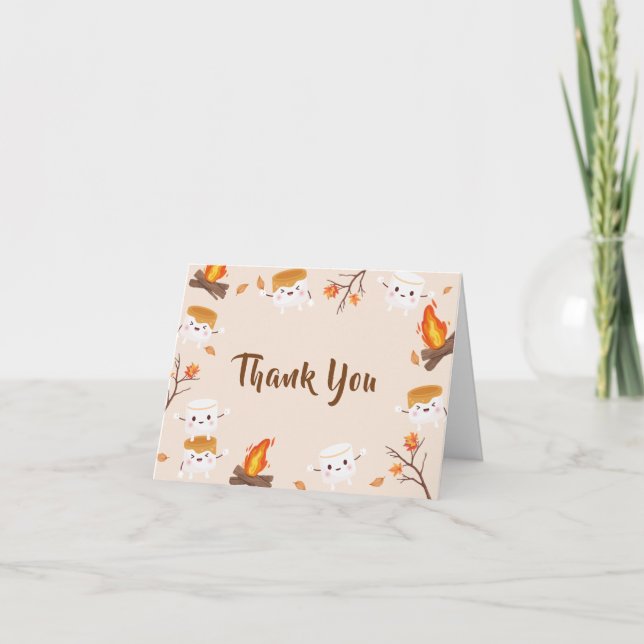 Carte De Remerciements S'more Love Fall Baby shower de camping rustique (Devant)