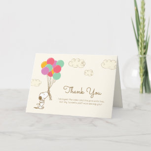 Carte De Remerciements Snoopy et Ballons Anniversaire