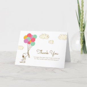 Carte De Remerciements Snoopy et Ballons Anniversaire