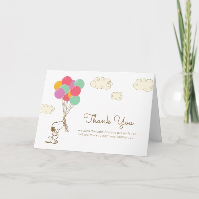 Carte De Remerciements Snoopy et Ballons Anniversaire (Devant)