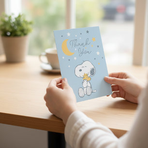 Carte De Remerciements Snoopy & Woodstock Cadeau de Baby Shower Over th