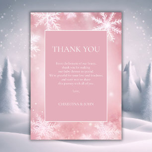 Carte De Remerciements Snowflake Winter Wonderland Baby shower rose