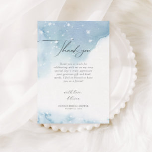 Carte De Remerciements Snowflakes Fête des mariées bleue