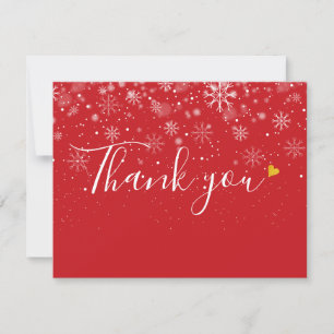 Carte De Remerciements Snowflakes Noël Élégant Script Business