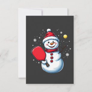 Carte De Remerciements Snowman Jouer Pickleball Sport Amateur de Noël