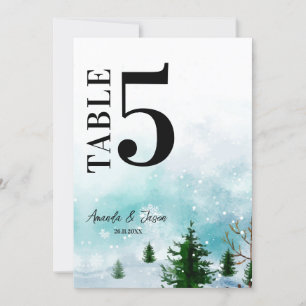 Carte De Remerciements Snowy Winter Magic Blue Hues Mariage Numéro de tab
