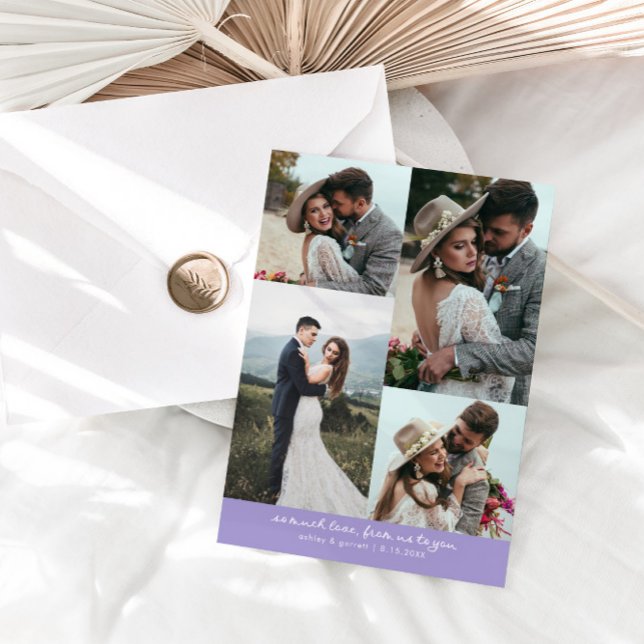 Carte De Remerciements So Much Love Elegant Wedding Photo Lilac (Créateur téléchargé)