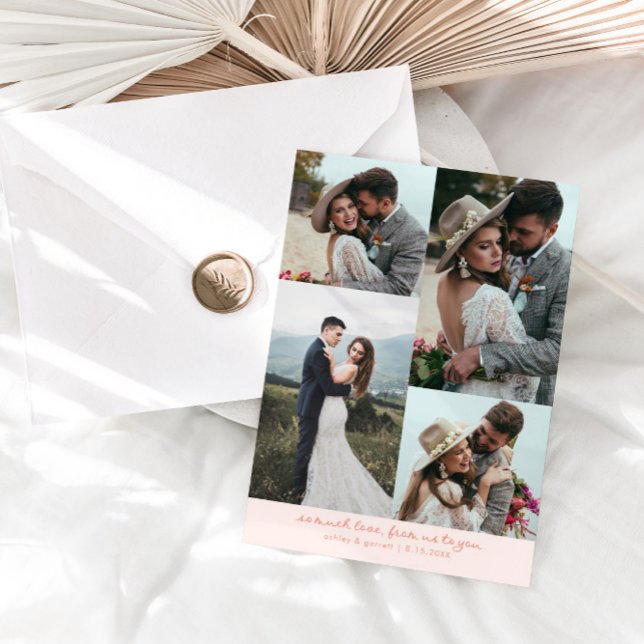 Carte De Remerciements So Much Love Elegant Wedding Photo Peach (Créateur téléchargé)