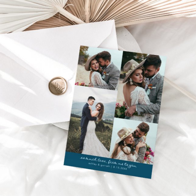 Carte De Remerciements So Much Love Elegant Wedding Photo Teal (Créateur téléchargé)