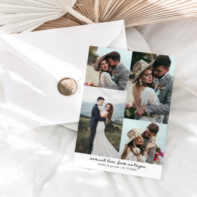 Carte De Remerciements So Much Love Elegant Wedding Photo White (Créateur téléchargé)