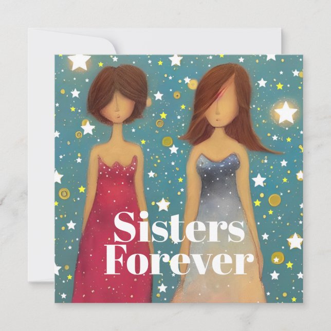 Carte De Remerciements Soeurs pour toujours (Devant)