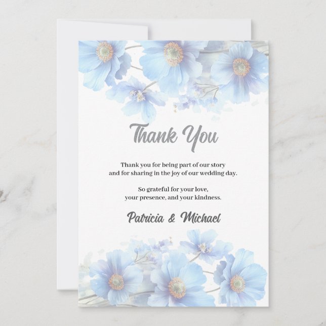 Carte De Remerciements Soft Blue Himalayan Poppy Flower Garden Wedding  (Devant)