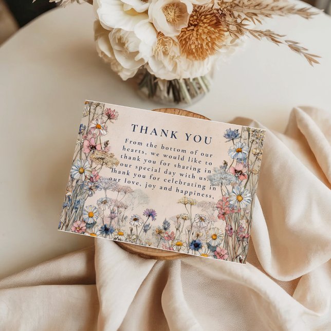 Carte De Remerciements Soft Bohemian Floral Meadow Wedding (Créateur téléchargé)