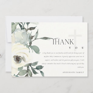 CARTE DE REMERCIEMENTS SOFT IVORY WHITE FLORA BUNCH PREMIER SAINT COMMUNI