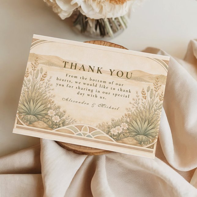 Carte De Remerciements Soft Neutral Desert Florals Wedding (Créateur téléchargé)
