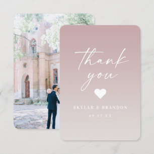 Carte De Remerciements Soft Ombre Mauve rose & Gardenia Mariage blanc