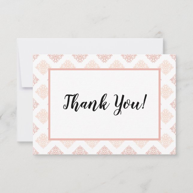 Carte De Remerciements Soft Peachy Blush Damask (Devant)