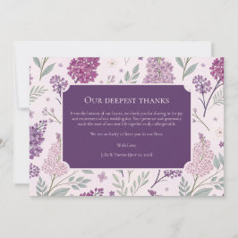 Carte De Remerciements Soft Pink and Purple Lilac Floral Wedding