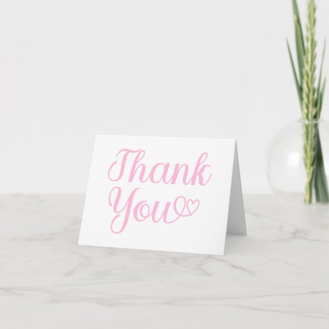 Carte De Remerciements Soft rose moderne calligraphie Word Art Heart (Devant)