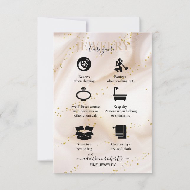 Carte De Remerciements Soin pour bijoux parties scintillant or (Devant)