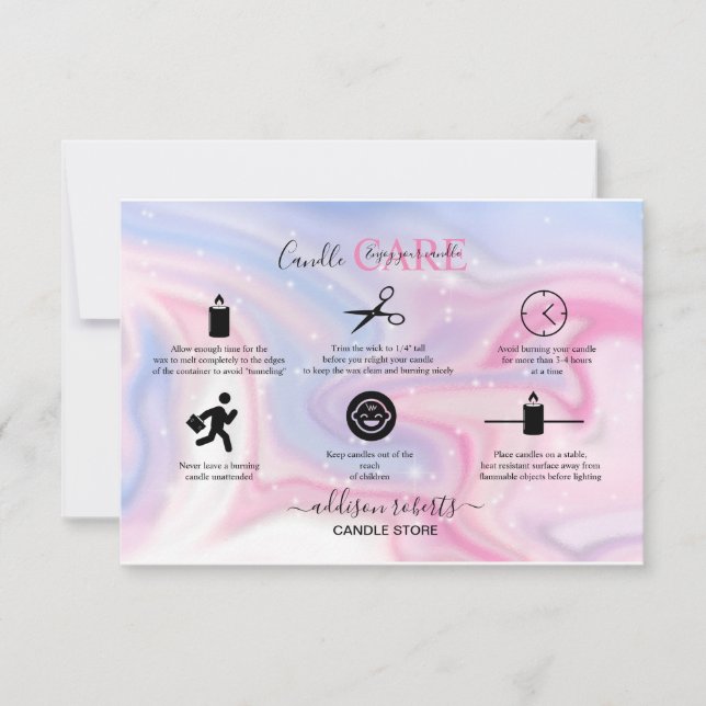 Carte De Remerciements Soins aux bougies rose esthétique (Devant)