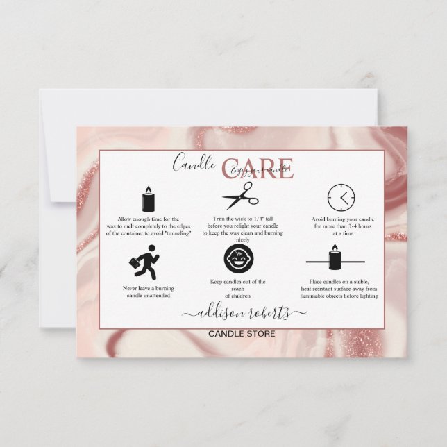 Carte De Remerciements Soins aux bougies rose esthétique (Devant)
