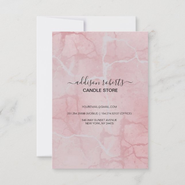 Carte De Remerciements Soins aux bougies rose esthétique (Dos)
