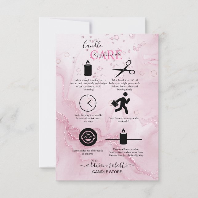 Carte De Remerciements Soins aux bougies rose esthétique (Devant)
