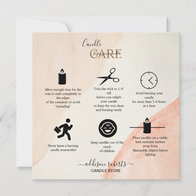 Carte De Remerciements Soins aux chandelles Orange Professional (Devant)