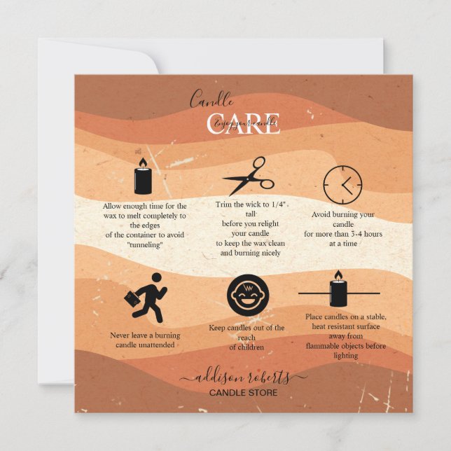 Carte De Remerciements Soins aux chandelles Orange Professional (Devant)