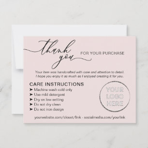 Carte De Remerciements Soins aux petites entreprises rose Élégant