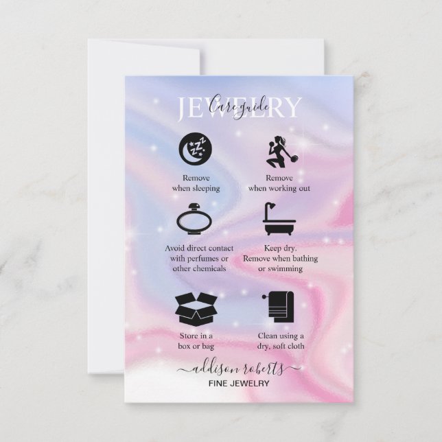 Carte De Remerciements Soins de bijoux esthétiques roses (Devant)