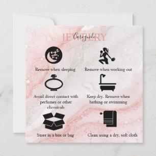 Carte De Remerciements Soins de bijoux esthétiques roses