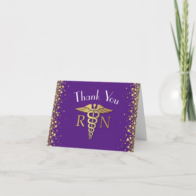 Carte De Remerciements Soins infirmiers École de Graduation Party Purple  (Devant)