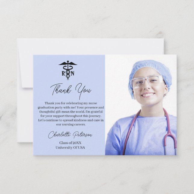 Carte De Remerciements Soins infirmiers Élégants Parti de Graduation (Devant)