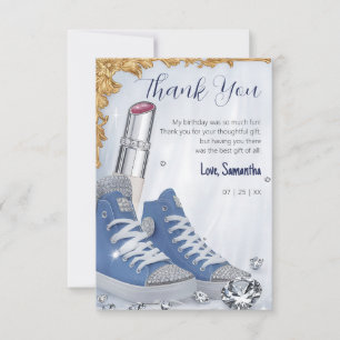 Carte De Remerciements Soirée d'anniversaire de luxe personnalisée Basket