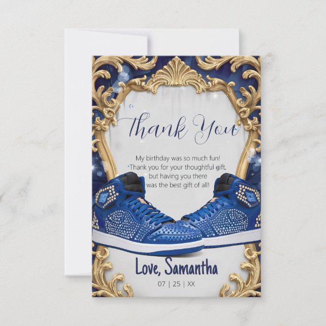 Carte De Remerciements Soirée d'anniversaire de luxe personnalisée Basket (Devant)