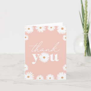 Carte De Remerciements Soirée d'anniversaire rose Boho Daisy