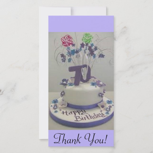Carte De Remerciements soixante-dixième Gâteau d'anniversaire (Devant)