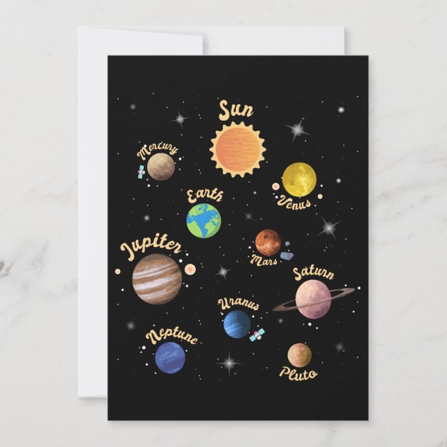 Carte De Remerciements Solar System Planets Kids Knowledge Outer Space T- (Devant)