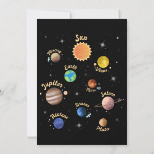 Carte De Remerciements Solar System Planets Kids Knowledge Outer Space T-